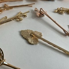 16 Gold Feather Leaf Flower Metal Hair Clips Bobby Pins New Free Shipping