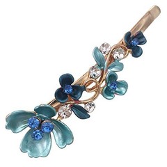 6 Decorative Flower Hair Pins Slides Gold Tone Metal Vintage Women Girls Wedding