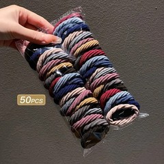 50PCS Girls Mixed Color Hair Ties Elastic Ponytail Holders Hair Accessories