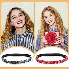 Chuangdi 6 Pieces Braided Floral Elastic Headbands for Women Adjustable Braid