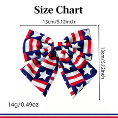 4th of July Star Striped Bow Hair Clips for Women, 4PCS Independence Day Patriot