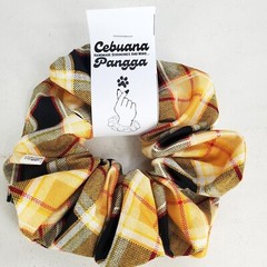 Handmade Women’s Scrunchies size XL Yellow Cotton Fabric Plaid Print New