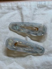 SET OF 2 Anthropologie HAIR STYLING CLIP Blue MARBLED