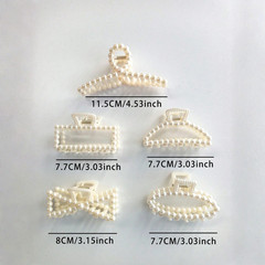5pcs Women’s Faux Pearl Hair Claw Set Casual Hair Clips Elegant Hair Accessory