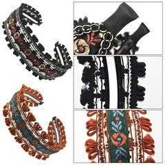 2 Pack Embroidered Headbands for , Wide Non-Slip Boho Floral Hair Hoops, Ethn…