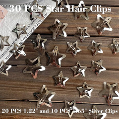 30 PCS Star Hair Clips,20Pcs 1.22″Clip and 10 PCS 1.65″Clips Snap Star Hair Acce