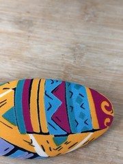 HAIR CLIP BARRETTE Fabric Covered Retro Boho Geometric 90’s Hair Barrette 3.5”