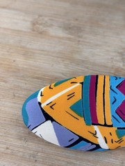 HAIR CLIP BARRETTE Fabric Covered Retro Boho Geometric 90’s Hair Barrette 3.5”