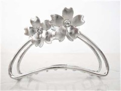 Bronze rose gold silver tone metal hair claw clip with crystals and flowers