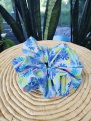 Blue Pinwheel Polyester Cotton Blend Size XXL Scrunchie 7″ Scrunchie Handcrafted