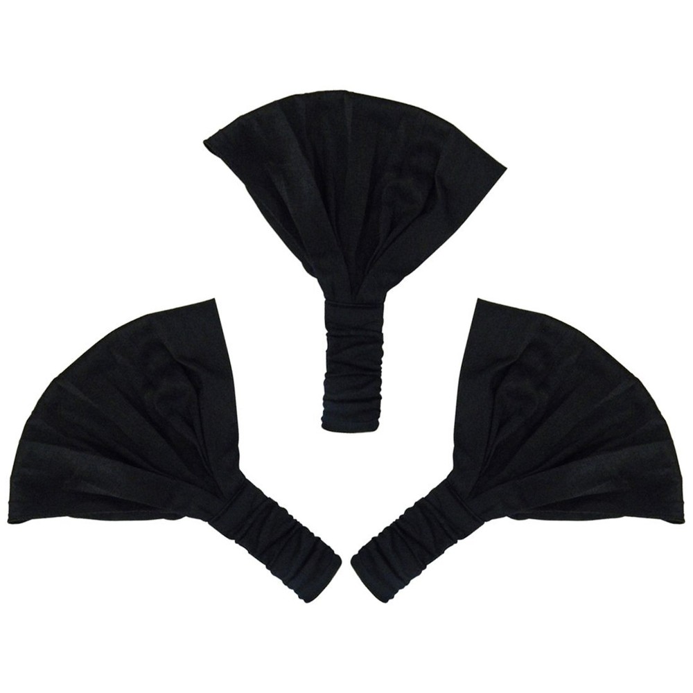 Motique Accessories Set of 3 Wide Cotton Head Band Solid Boho Yoga Hairbands