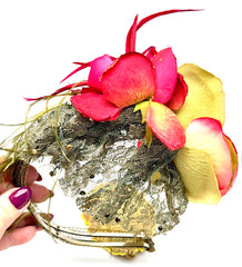 Lovey Colorful Flowers With Feathers Hair Bow By Michal Negrin Unique.