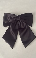 Large Black Hair Bow Clip with Satin Ribbon Hair Barrette Women Hair Accessories
