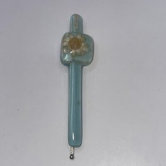 Vintage Lucite Acrylic Embedded Faux Flower Blue Hair Barrette Marked Taiwan