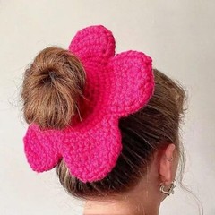 1pc Hand-Made Knitted Hair Scrunchy Flower-shaped Large Floral Hair Ties Ador…