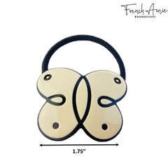 French Amie Butterfly Ivory Beige with Black Rim Non-Slip Flexible Elastic