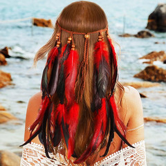 Boho Feather Headband Hippie Headpiece Gypsy Indian Costume Headdress Hair Acces