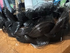 Used Excellent Women’s Black And Black-Brown Faux Hair Braid Headbands 2 Pc Set