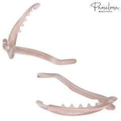 Parcelona French Plain Oval Small Celluloid Set of 2 Metal Free Hair Barrettes