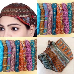 US STOCK 10 Pieces Women Silk Headband Wide Hairband Bandana Lot Wrap Band Yoga