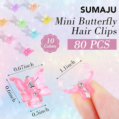 80Pcs 0.6In Mini Butterfly Hair Claw Clips for Girls Women Small Barrettes | 10