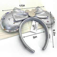 100th Anniversary Disney Ears Headband Silver Bow Women Girls Minnie Mouse