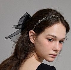 [JEAN PAUL CLARISSE] Sheer Ribbon Automatic Hair Clip JP-24-396AB |Made in korea