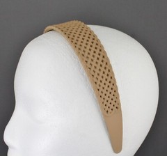 Beige basketweave plastic head band hair accessory grip teeth 1.25″ wide woven