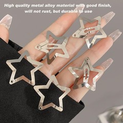 20 PCS Star Snap Hair Clips Silver Y2K 2000s Non Slip Women Girls 1.22 Inch