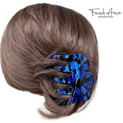 French Amie Crown Wave Medium 3” Celluloid Handmade Interlocking Hair Claw