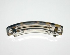 Women Barrette Long Rectangle Tortoiseshell Black Spot Hair Clip Made in France