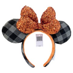 Orange Spangle Square Parks Plaid Rare Headband Disney` Anniversary Minnie Ears