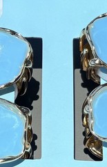 New! Metal Flower Hair Clips By Sunday State Blue W/ Gold /Rhinestones