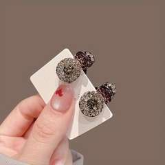 2Pcs Rhinestone Mini Hair Clips, Round for Bangs & Side Hair, Princess