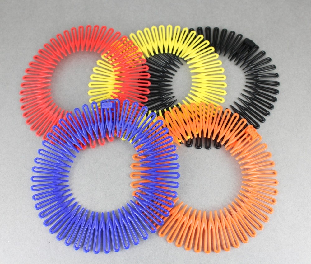 Blue Orange Red Yellw headband Set 5 Flex spider hair comb teeth zigzag stretch