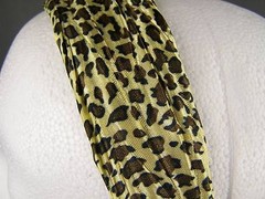 Cheetah leopard print scrunched fabric covered headband hair band 1 5/8″ wide