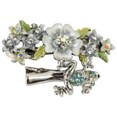 12 Pc Y2K Gold Tone Rhinestone Hair Accessories Lot Whimsical Blue Green