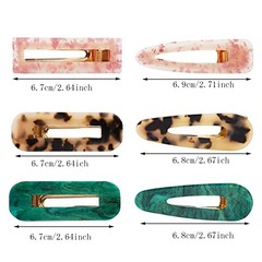 12 Pieces Acrylic Resin Marble Hair Clips Set, Decorative Pearls Hair Style A