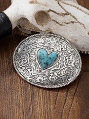 Western Equestrian Antique Silver HEART HAIR BARRETTE