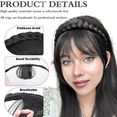 Headband with Bangs Hair Fringe Braid Hairband Chunky Hairpiece Christmas Gift
