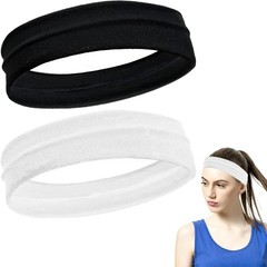Wide Sweat Headband Non Slip Elastic Hair Band for Men Women White