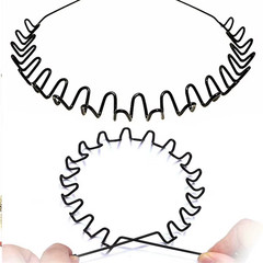 Unisex Black Elastic Non Slip Simple Metal Headbands for Men Women Wavy Hairband