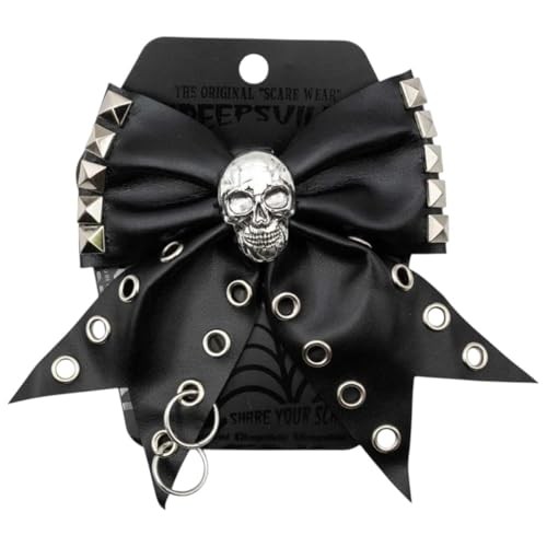 Skull and Studs Hair Bow Barrette Goth Chic Barrette Clip