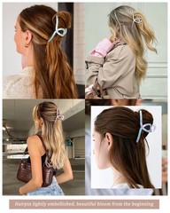 Molans 5Inch Large Hair Claw Clips 4 PCS Bow-Solid Color, Butterfly-Mermaid