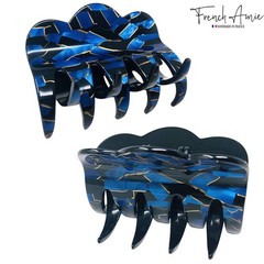 French Amie Crown Wave Medium 3” Celluloid Handmade Interlocking Hair Claw