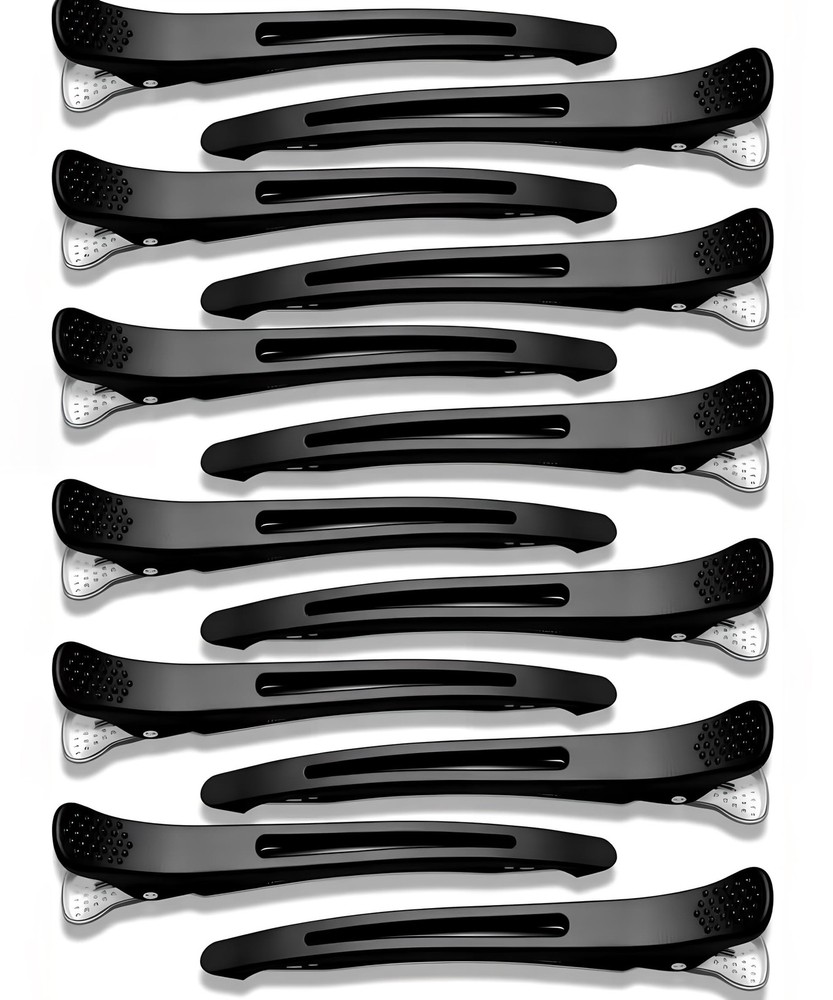 Duckbill Hair Clips 12 PCS 4.3” Non-Slip Silicone Band – Professional Grade