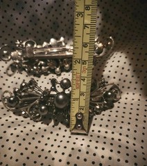Two (2) Vintage Hair Barrettes with Gray Faux Pearls and Rhinestones