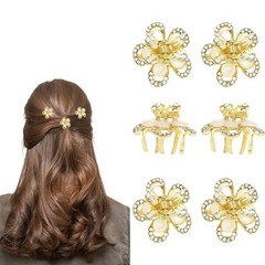 Esitrormi Small Claw Clips for Women Cute Flower Rhinestone Hair gold