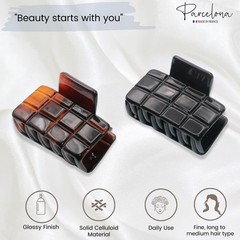Parcelona French Checkered Small 2 1 Count (Pack of 2), Tortoise Shell, Black