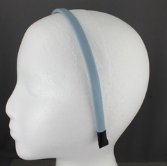 Blue headband faux leather hair band headband skinny thin narrow 3/8″ wide